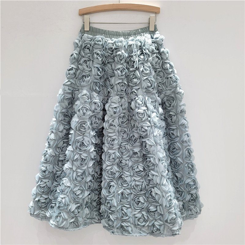 High Waist 3D Floral Skirt