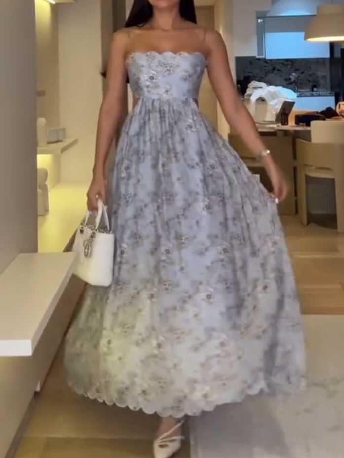  Flowy Floral Midi Dress with Cut-Out Back