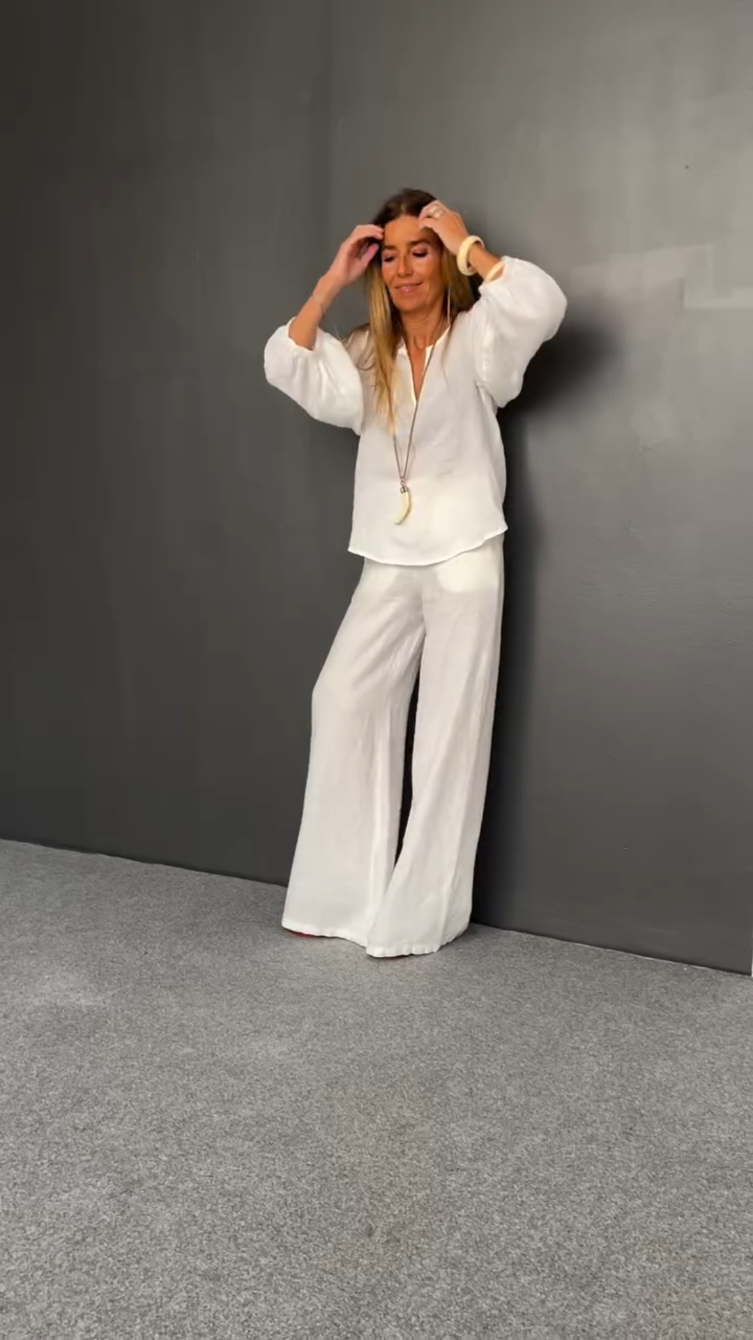 Relaxed Fit Linen Two-Piece Set for Women