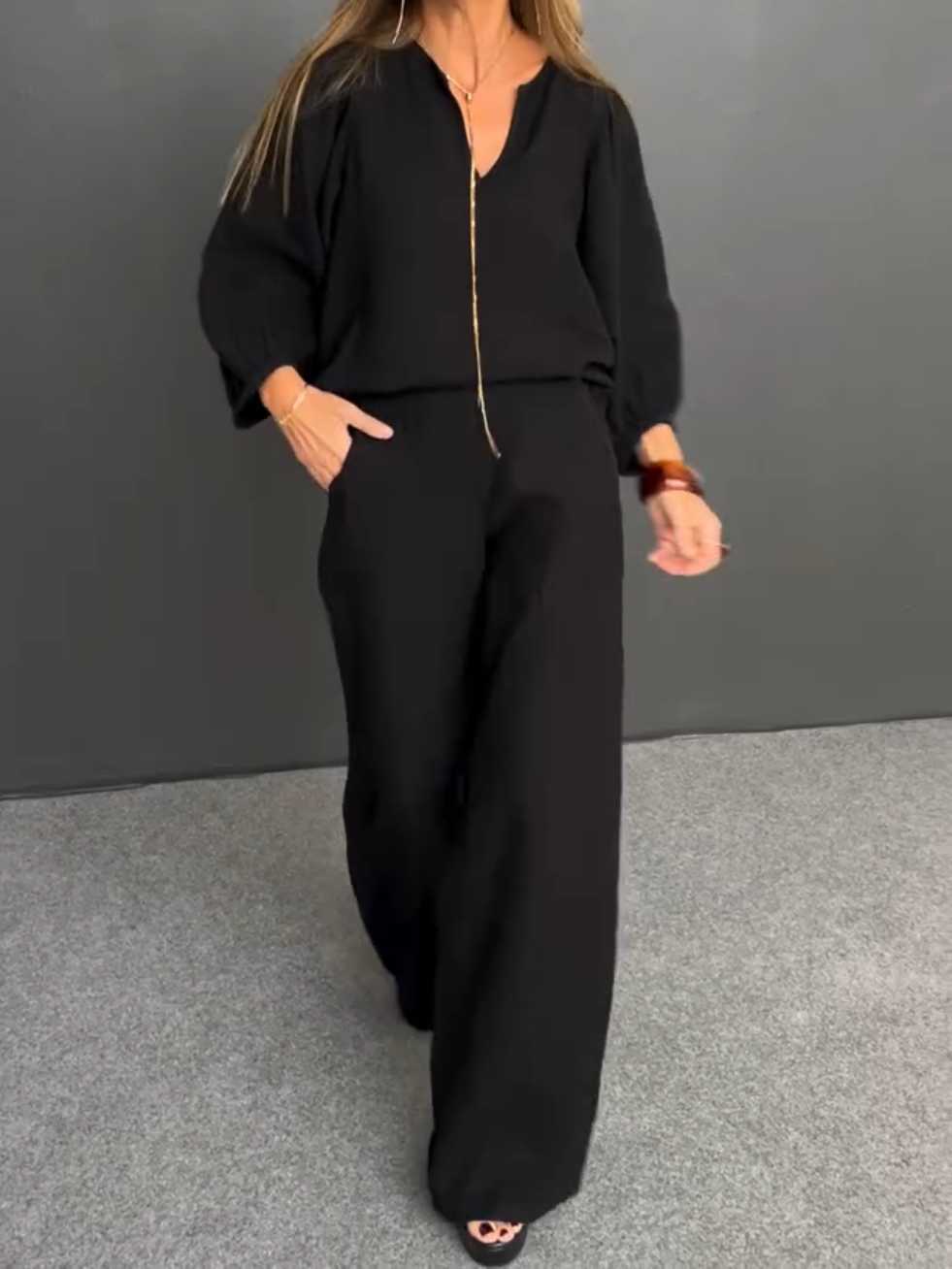 Relaxed Fit Linen Two-Piece Set for Women
