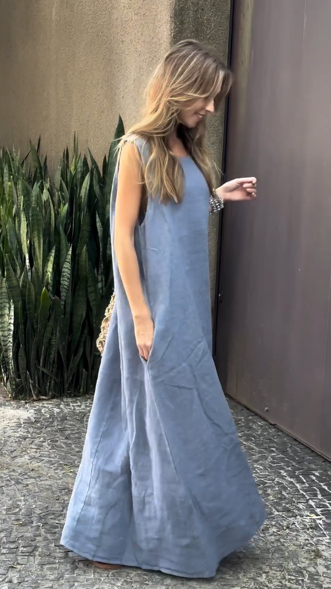 Solid Linen Maxi Dress