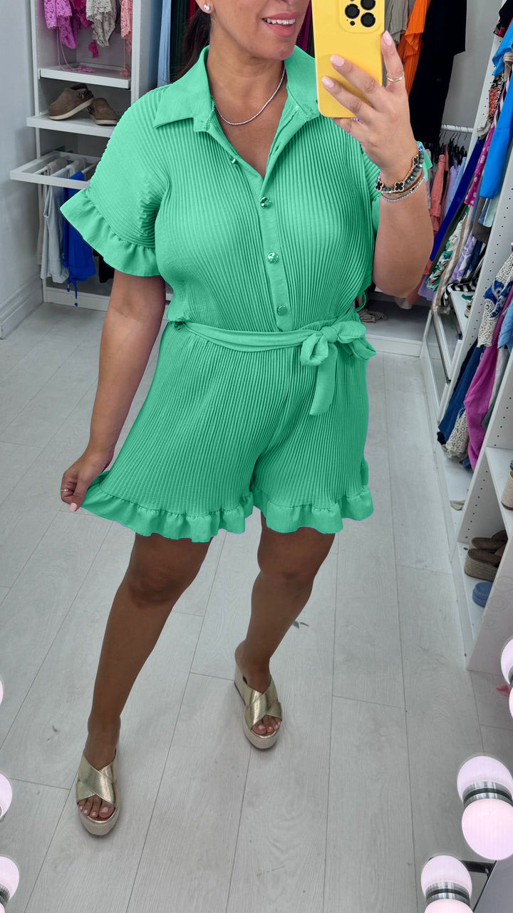 Plain Pleated Playsuit