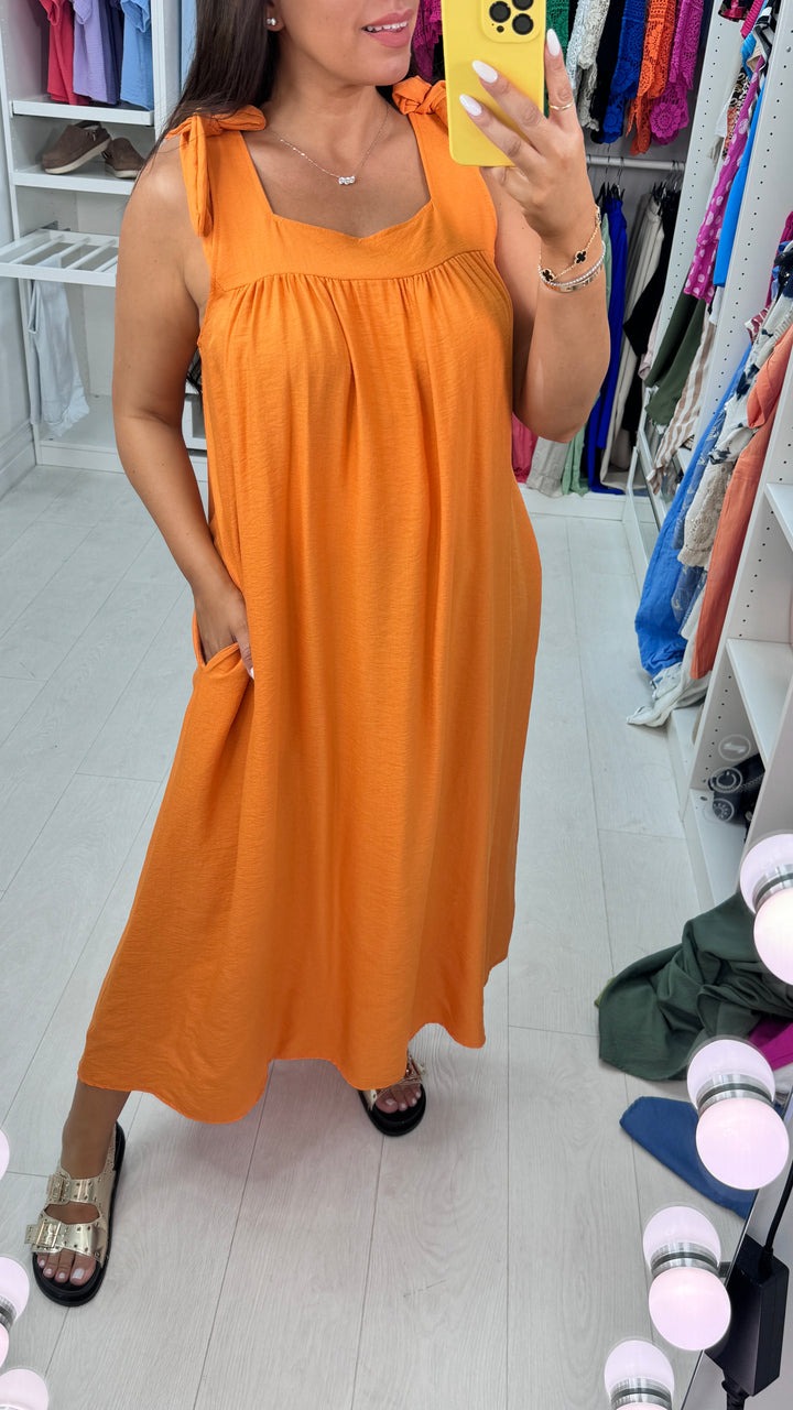 Plain Tie Strap Maxi Dress