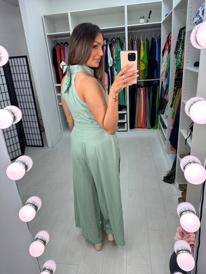 Stunning Halter Sleeveless Wide Leg Jumpsuit