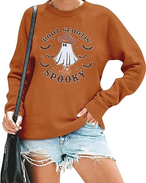 Halloween Sweatshirt Women Cute Spooky Embroidered Pullover Top(50% OFF🔥)