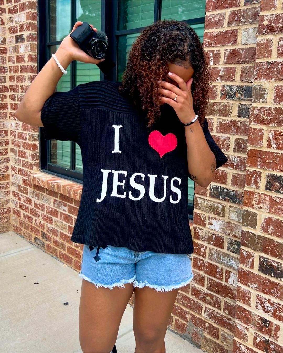 "I Love JESUS" Unisex Knitted Sweater