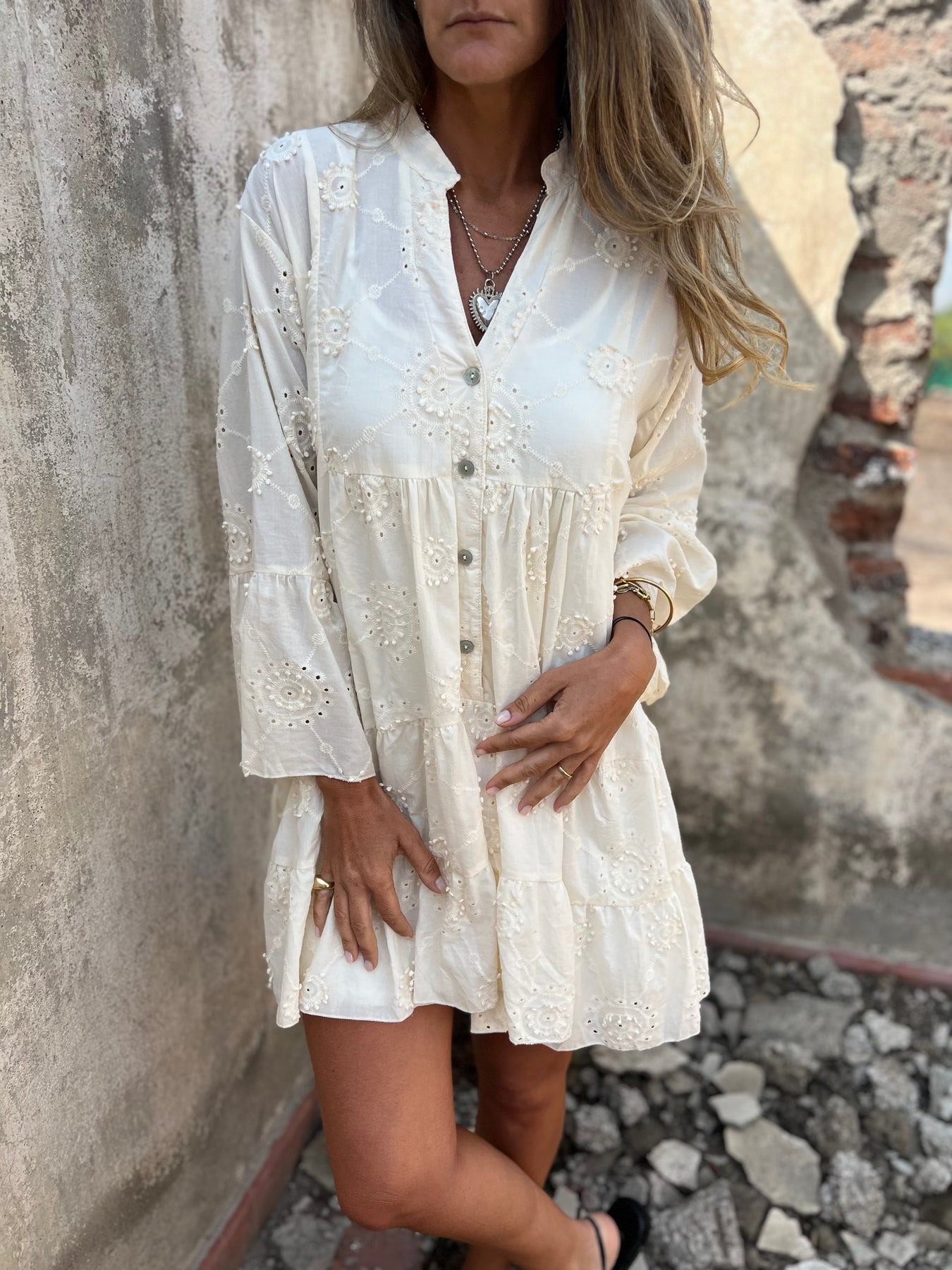 Bow Embroidery Dress