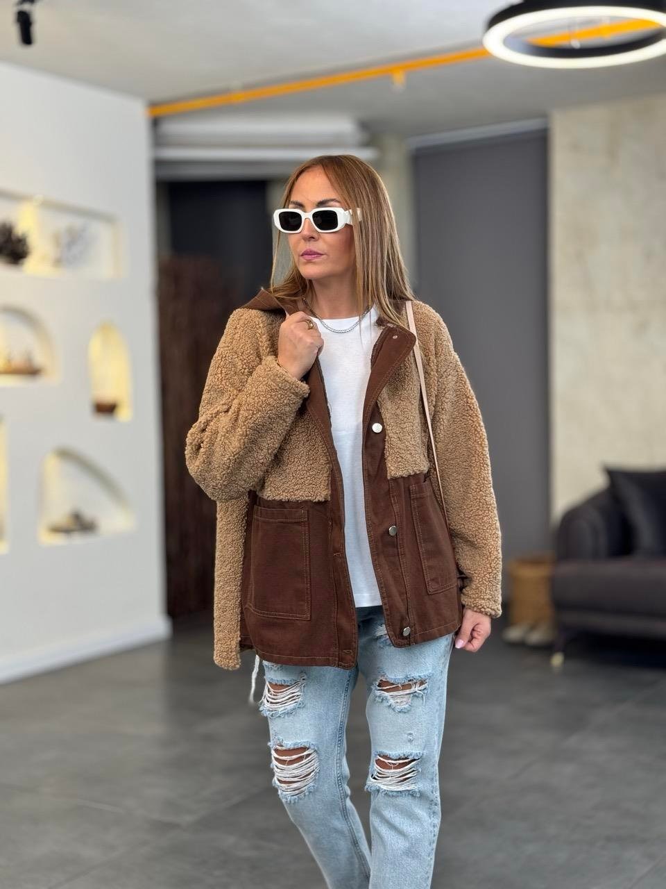 Plush Hooded Jean Jacket