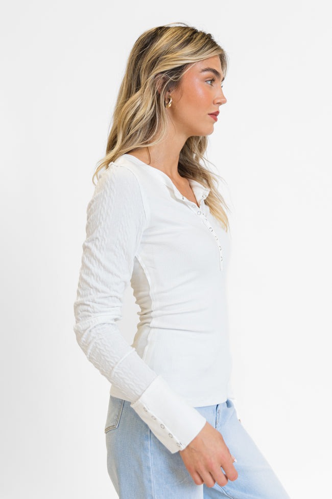 Knit Long Sleeve Button Top