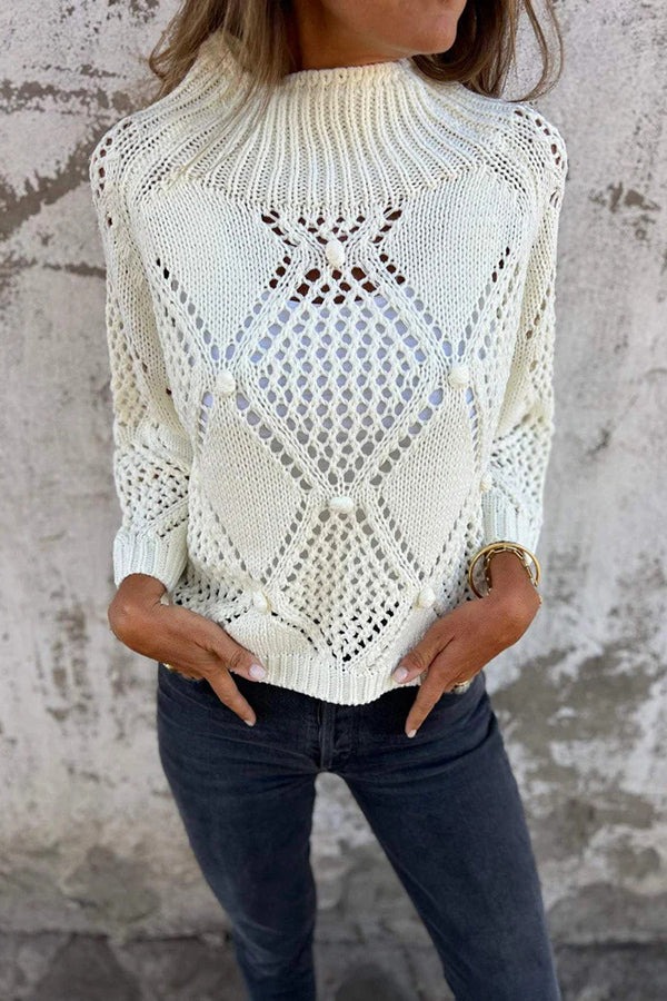 Hollow Round Neck Loose Knitted Sweater
