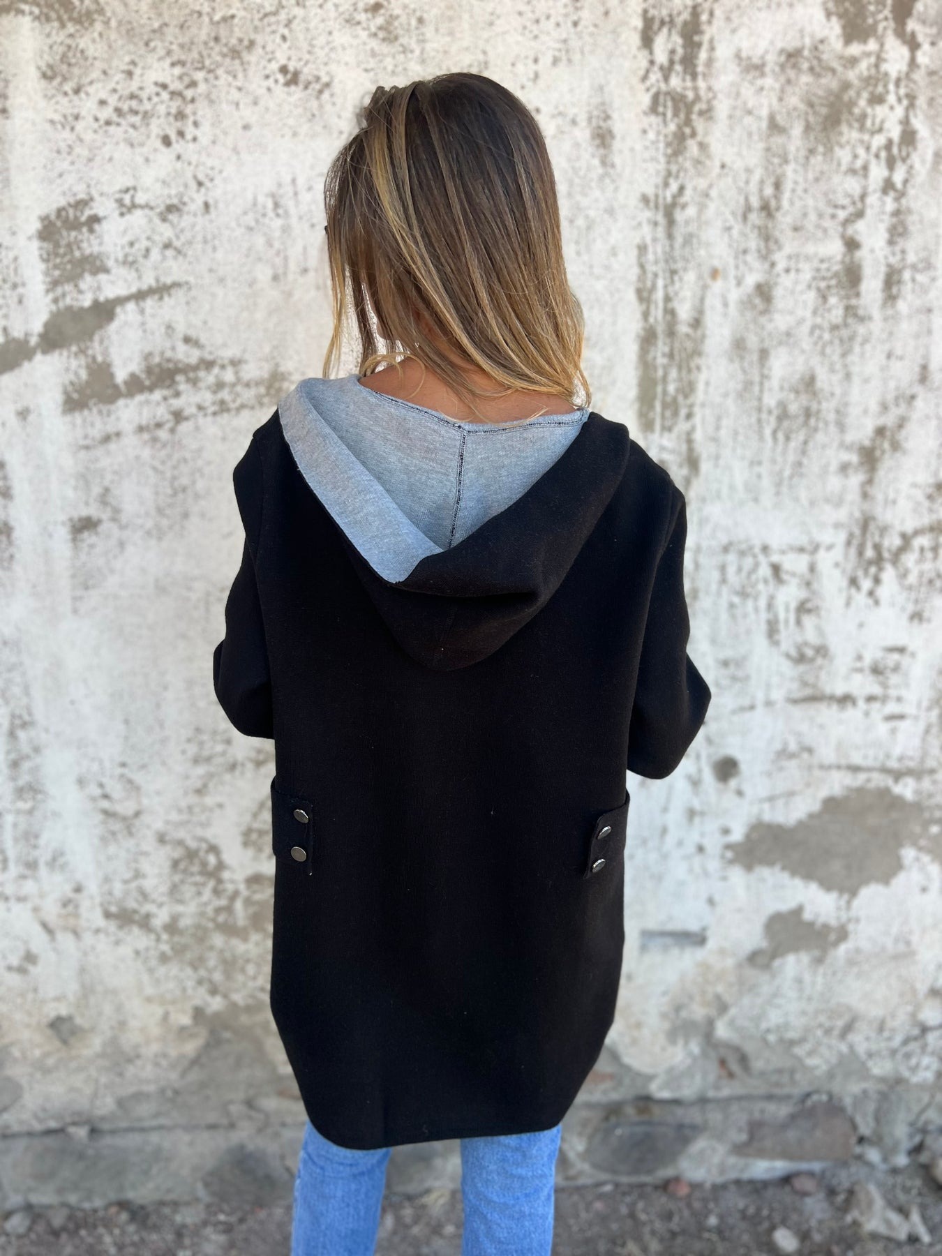 Two-Tone Button Coat