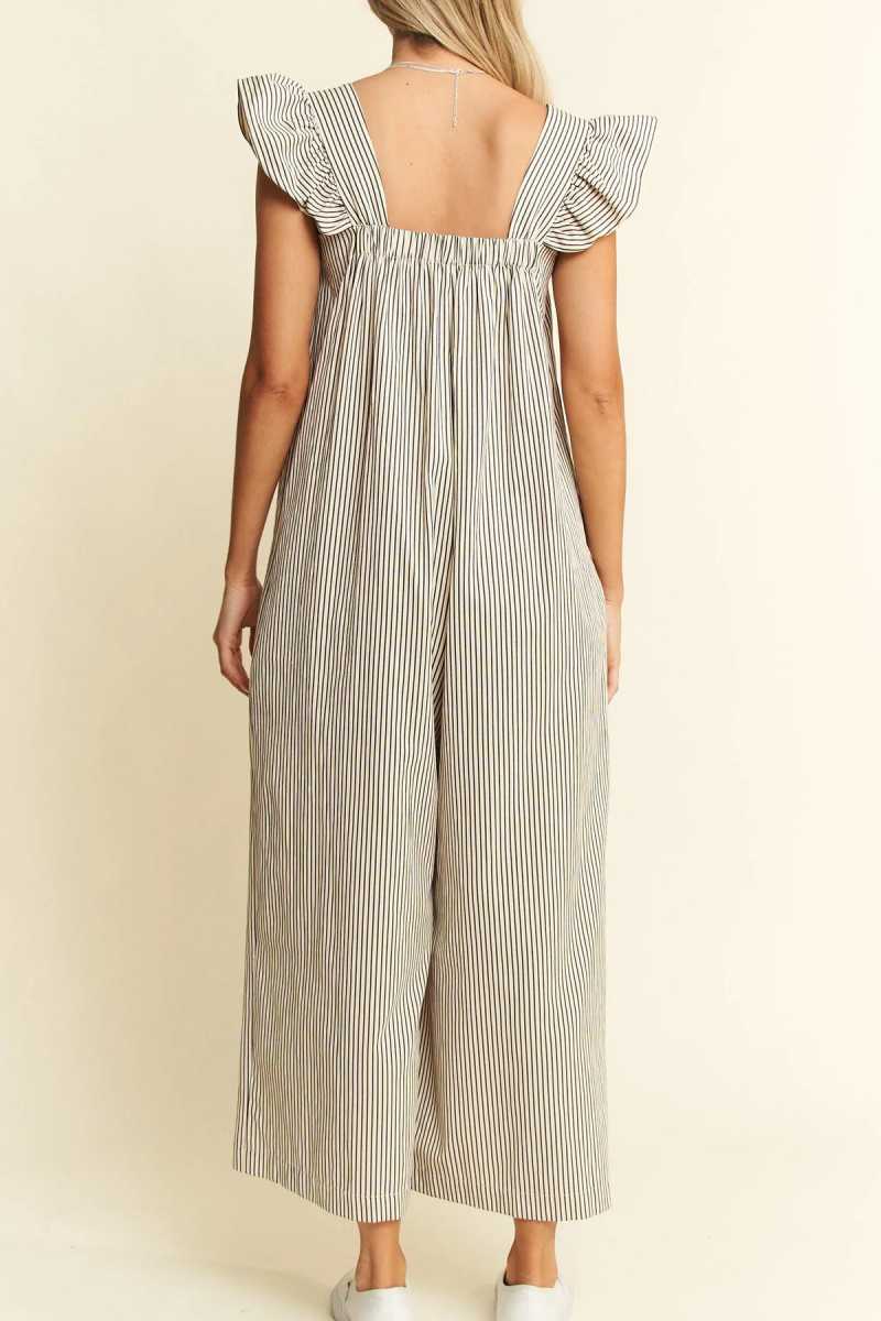 Stripe Sleeveless Ruffle Jumpsuit