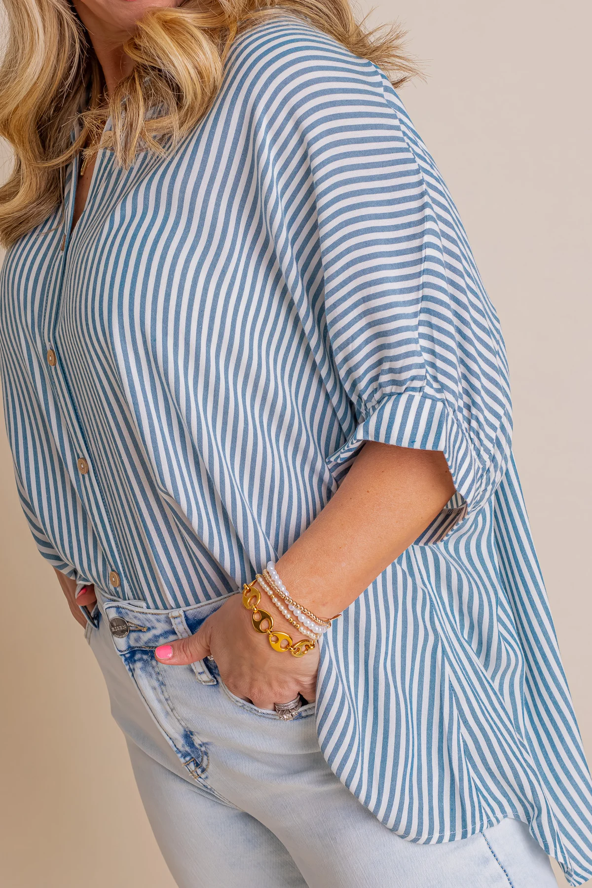 Oversized Striped Button Down Shirt