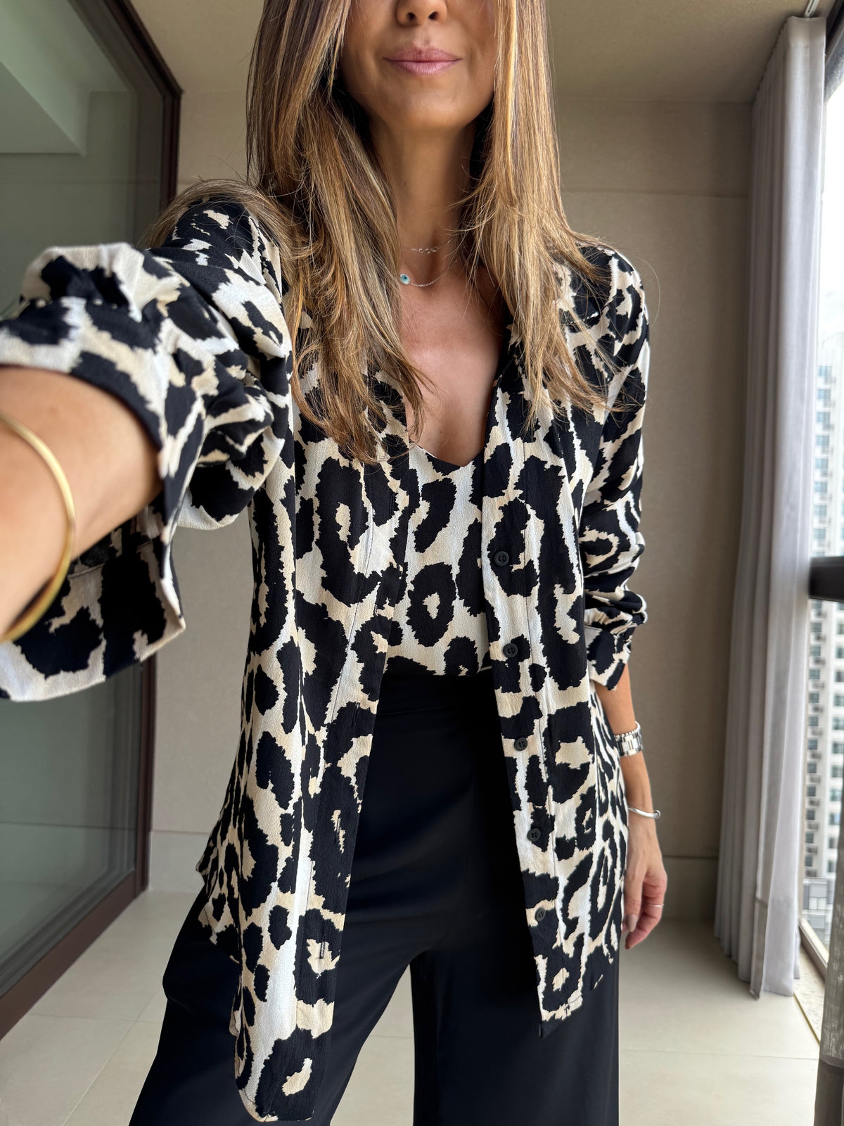 Stylish Leopard Vest and Shirt Set