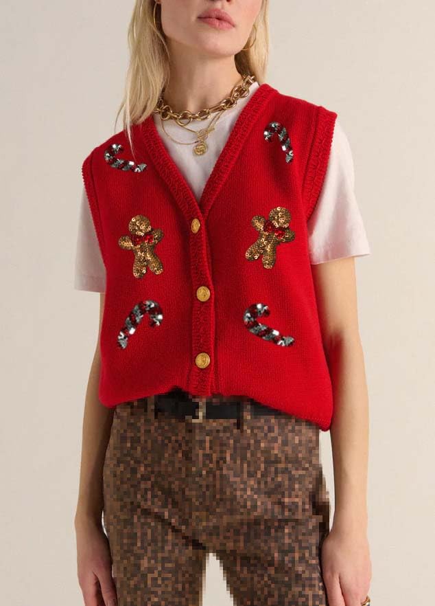 Women's Sequin Holiday Sweater Vest 