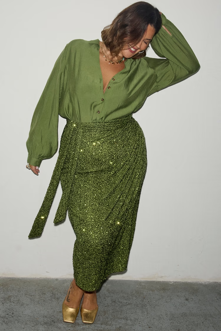 Sequin Maxi & Mini Wrap Jaspre Skirt