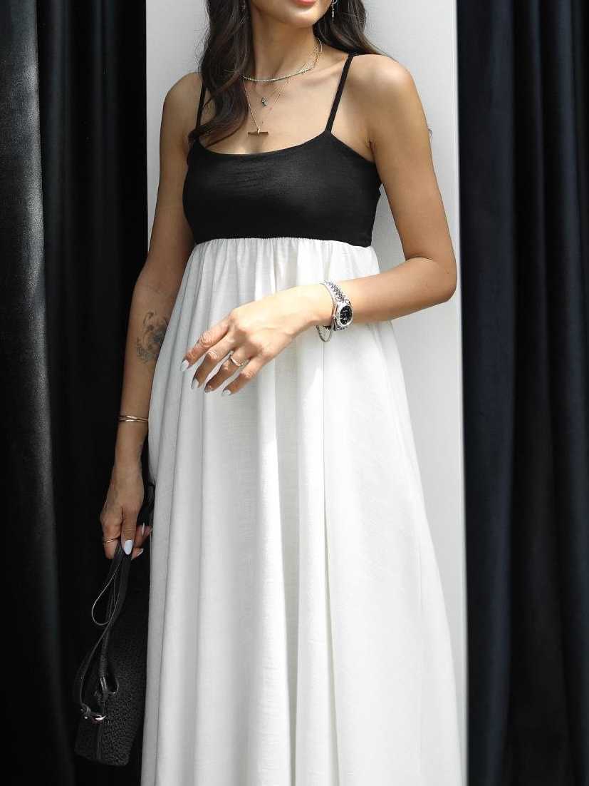 Beige Patchwork Linen Long Dress