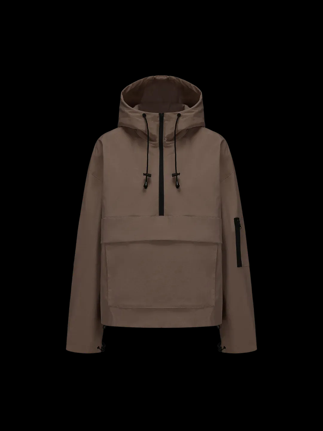 Fleece-lined Hooded Rain Jacket With Kangaroo Pocket
