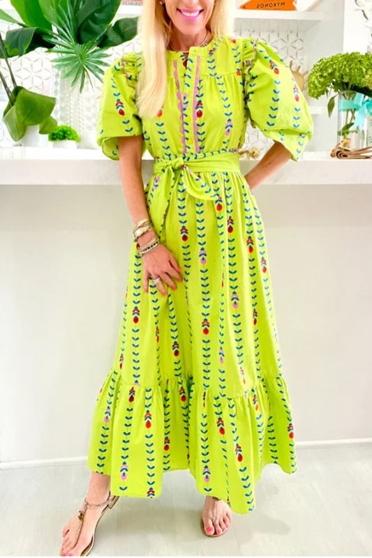 Green Scalloped Maxi Dress