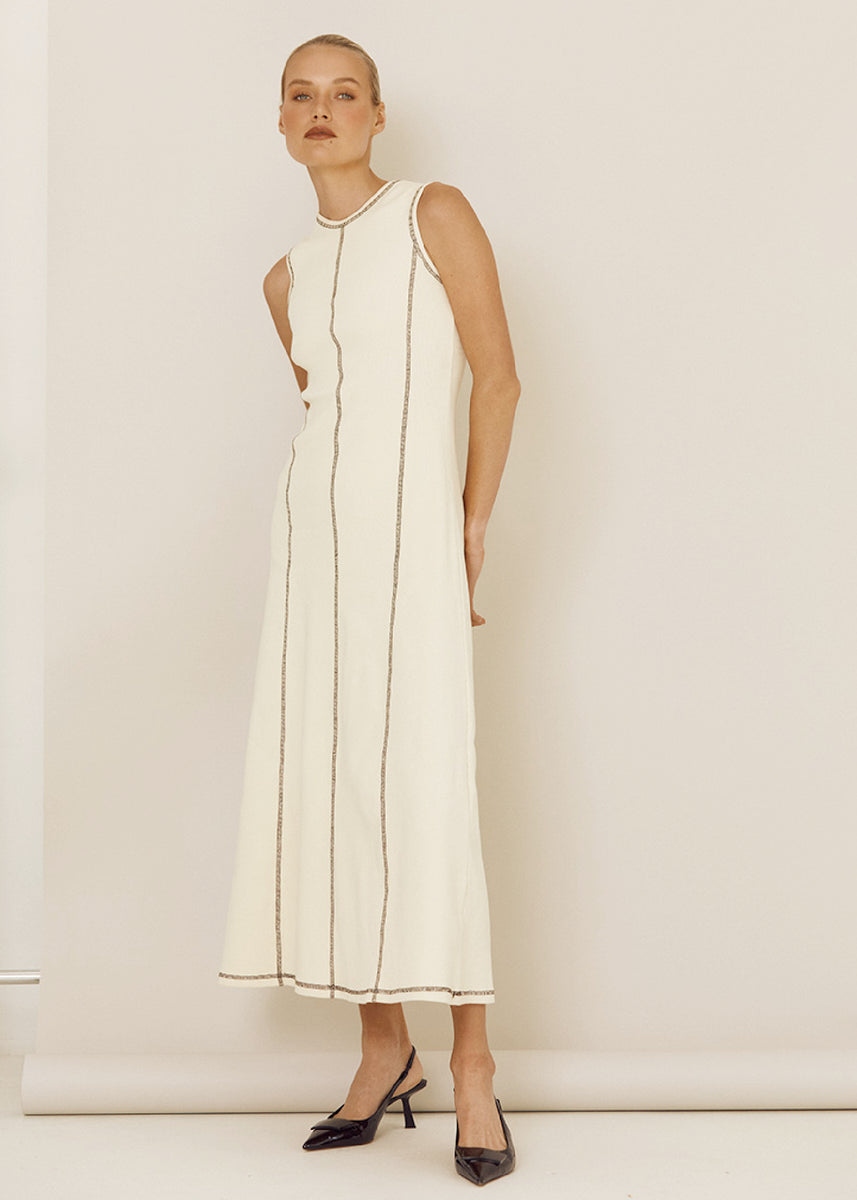 Knitted Long Dress Round Neck Sleeveless Dresses