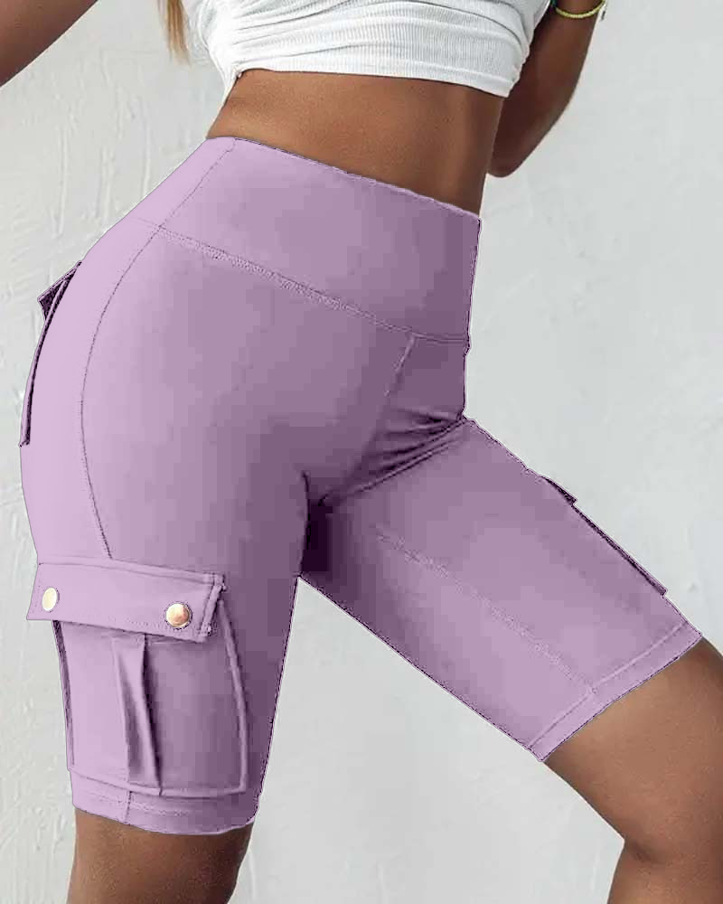 High-Waisted Cargo Pocket Shorts