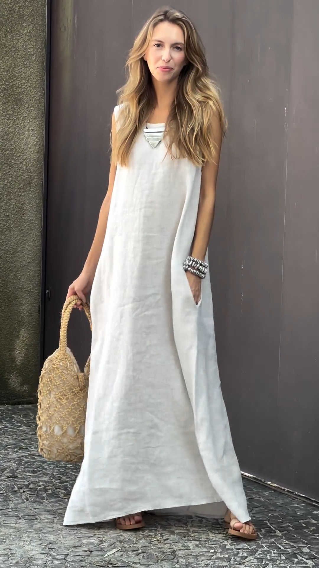 Solid Linen Maxi Dress