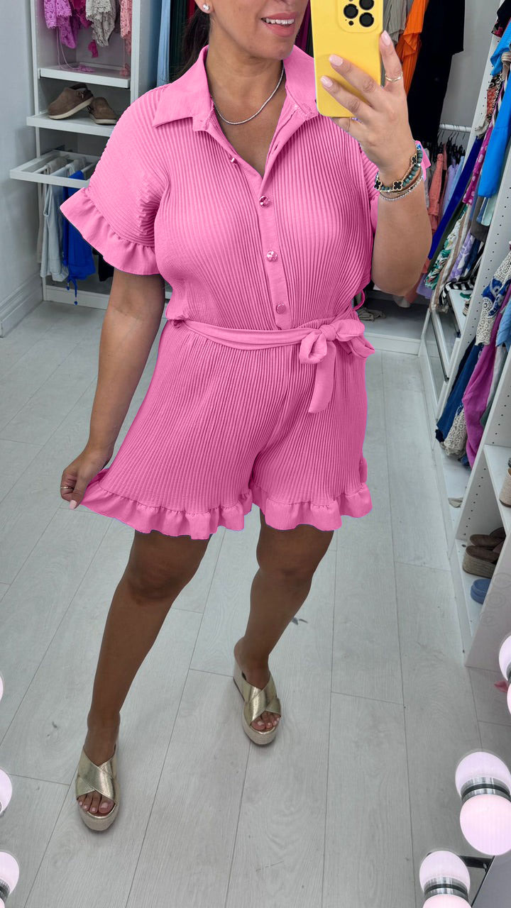 Plain Pleated Playsuit