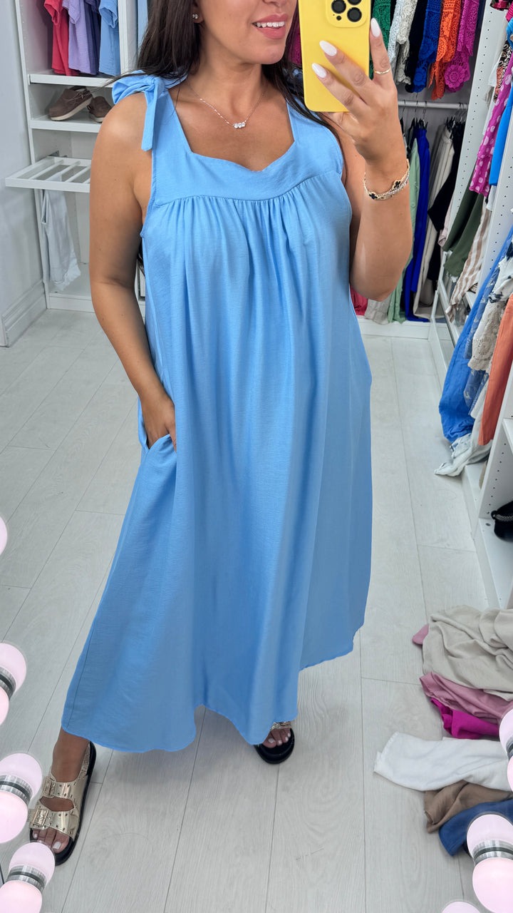 Plain Tie Strap Maxi Dress