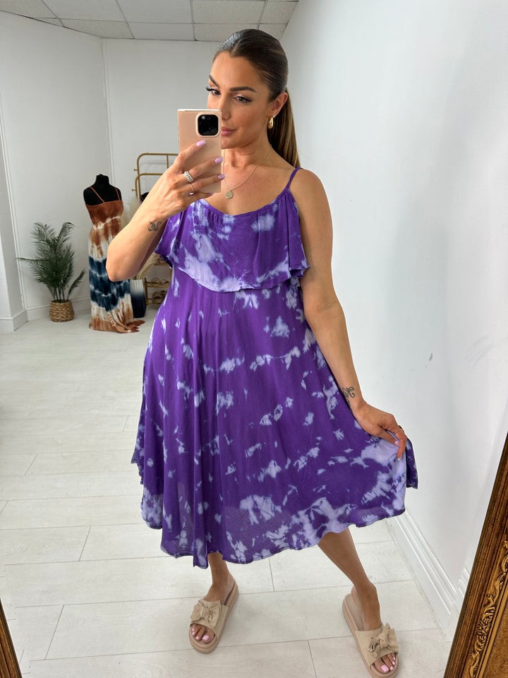 Tie Dye Drop Shoulder Midi Dress