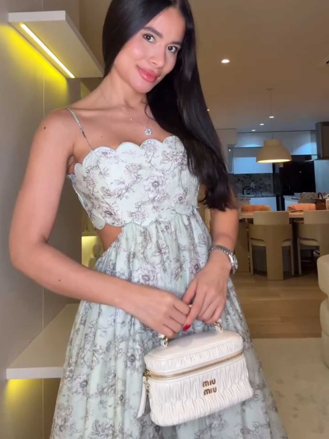  Flowy Floral Midi Dress with Cut-Out Back