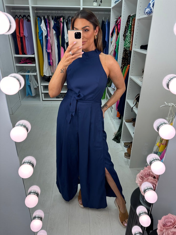 Stunning Halter Sleeveless Wide Leg Jumpsuit