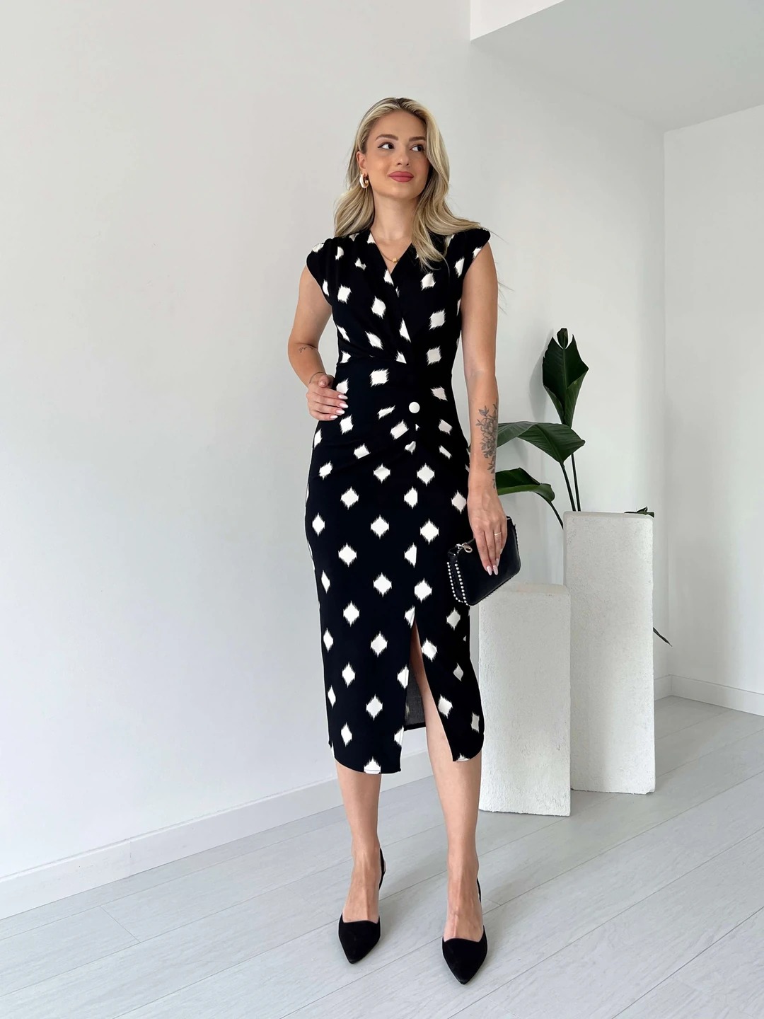 Double Breasted Draped Dress