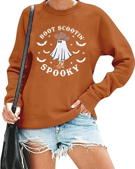 Halloween Sweatshirt Women Cute Spooky Embroidered Pullover Top(50% OFF🔥)