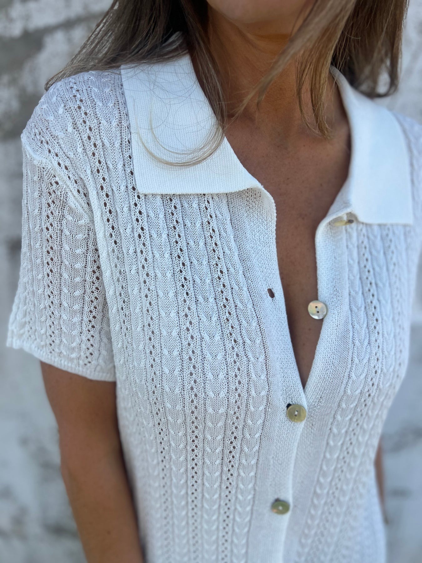 Lapel Hollow Button Shirt