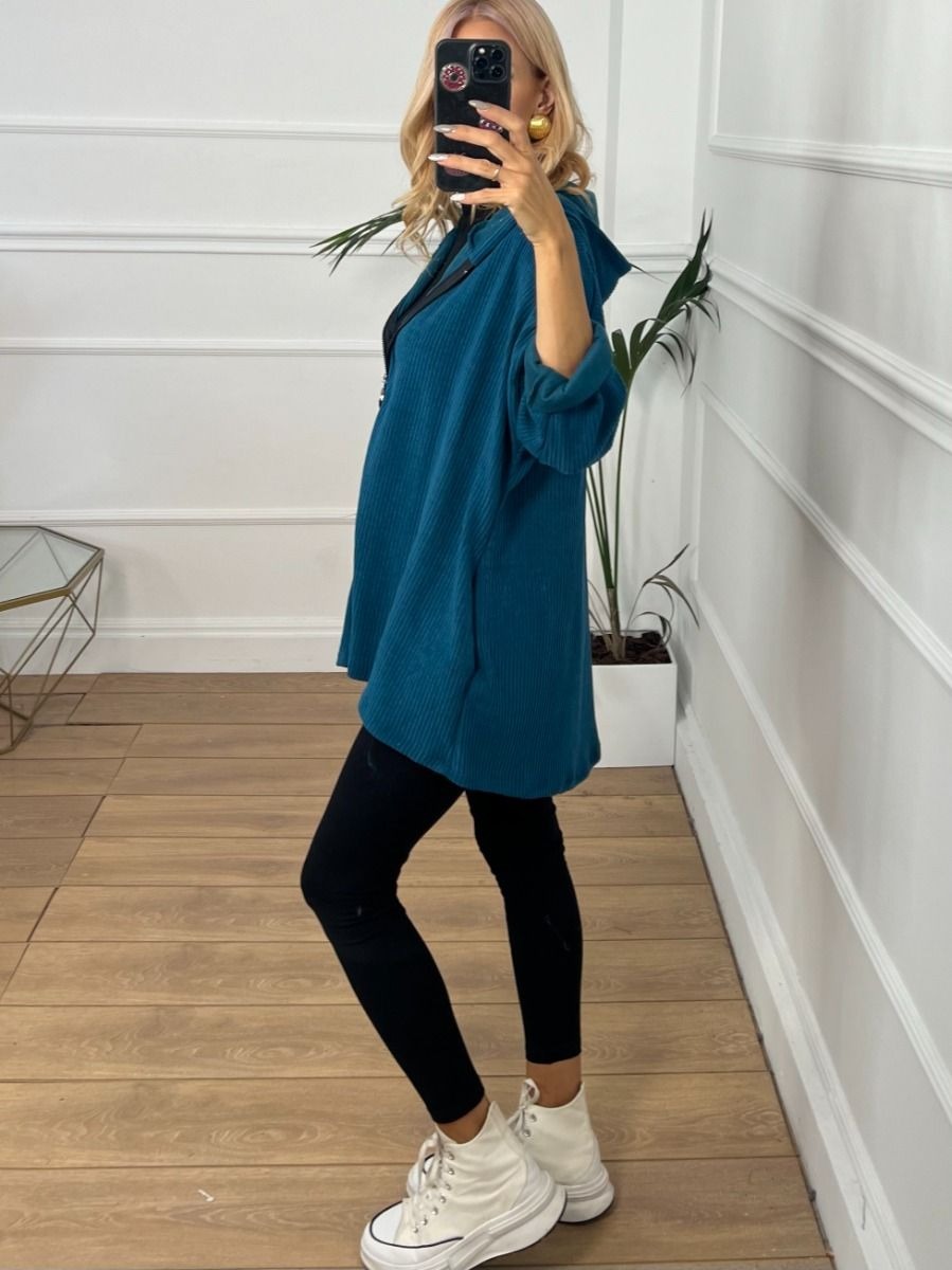 Casual Solid Color Zipper Hooded Coat