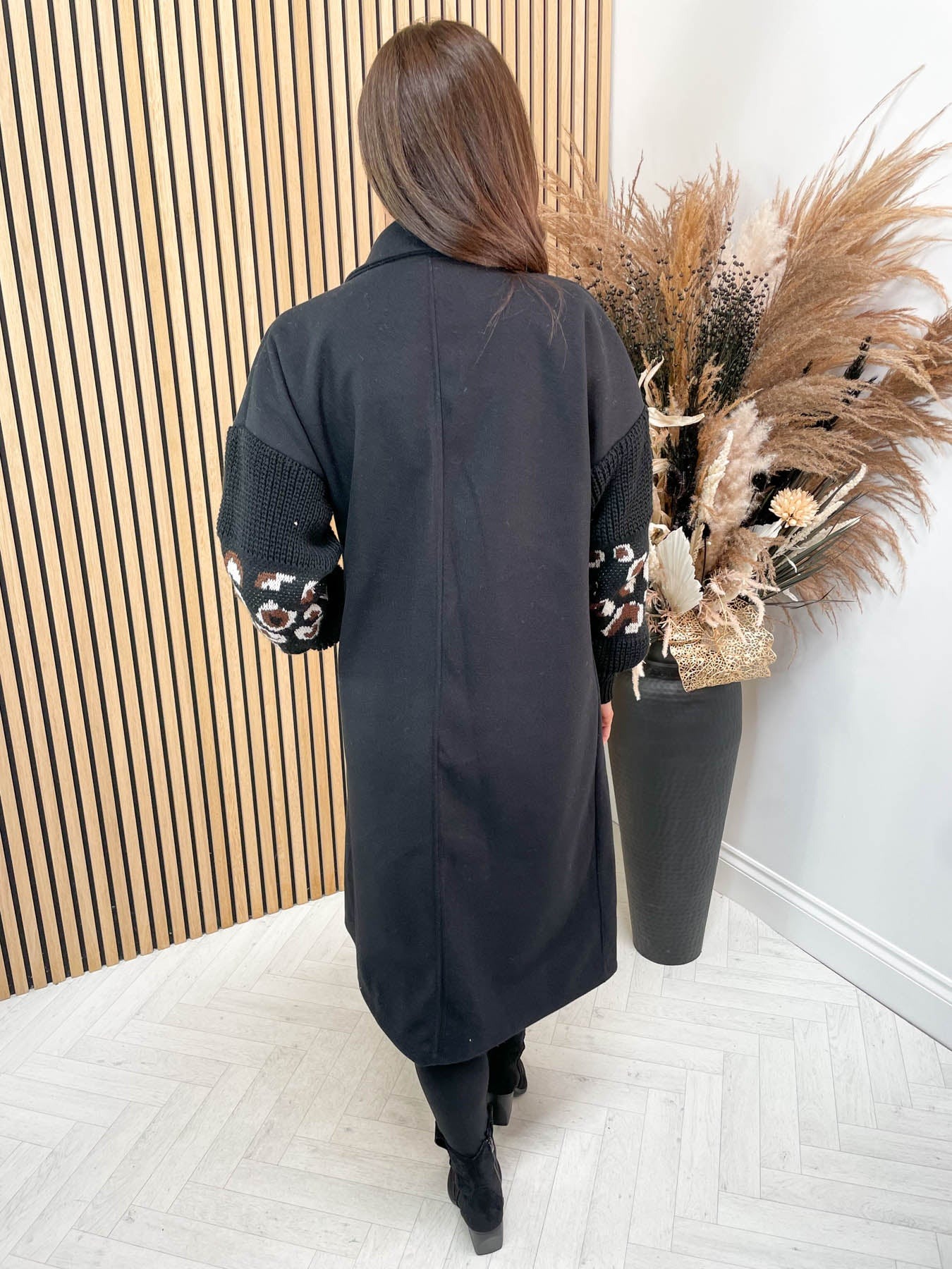 Knitted Patchwork Sleeve Coat