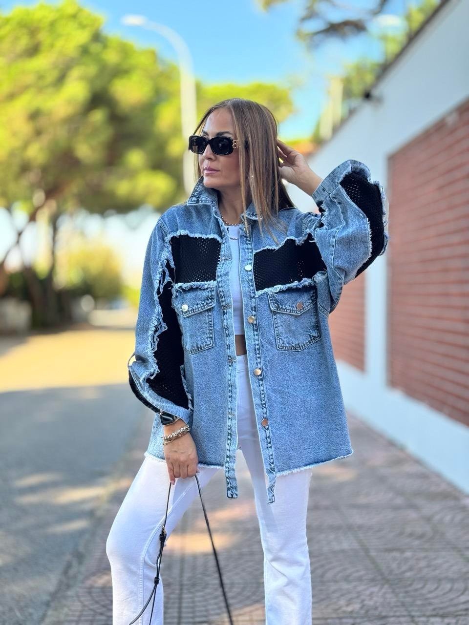 Patchwork Lapel Jean Jacket