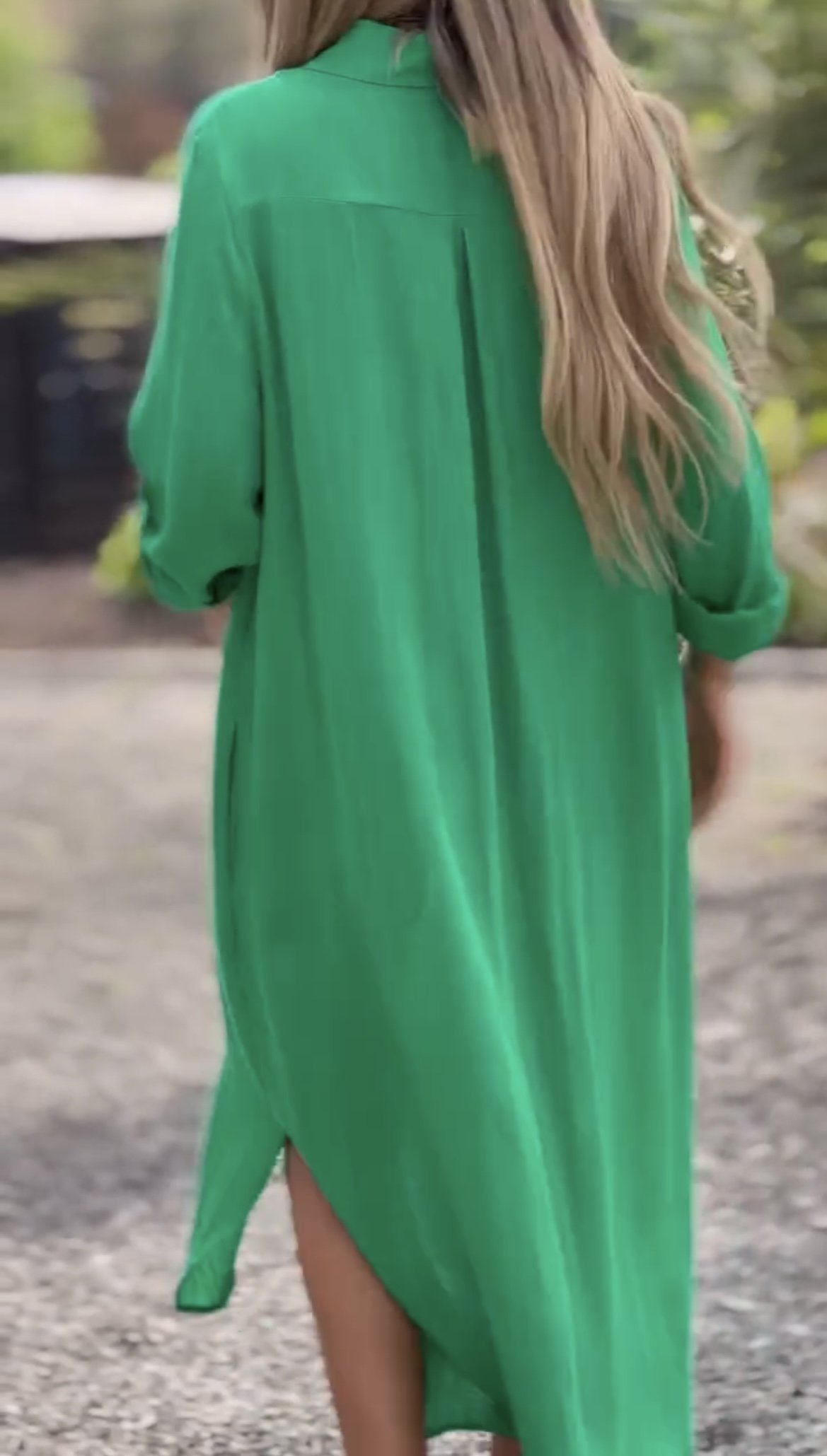 Women's Casual Solid Color Button Linen Shirt Dress