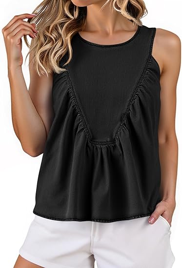 Denim Tank Sleeveless Shirts Loose Tops