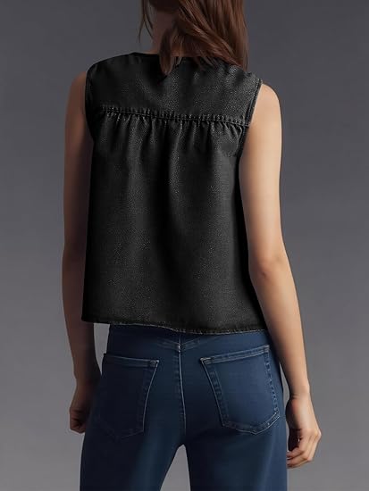 Denim Tank Sleeveless Shirts Loose Tops