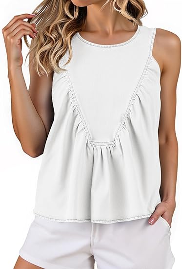 Denim Tank Sleeveless Shirts Loose Tops