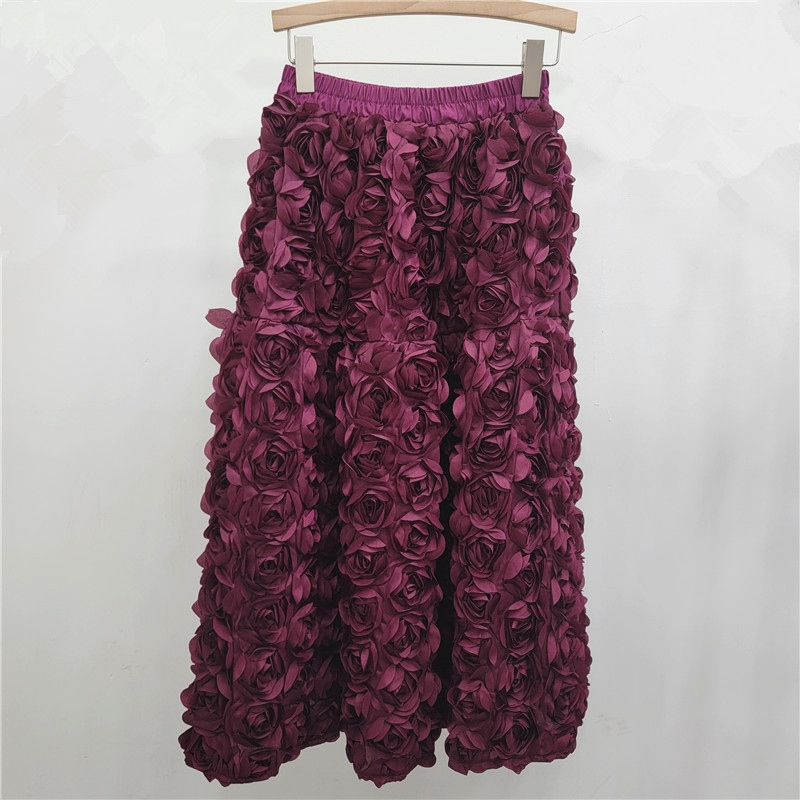 High Waist 3D Floral Skirt