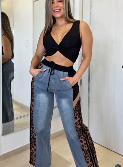Leopard print jeans