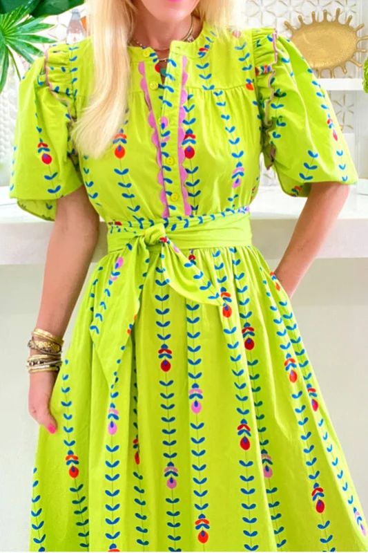 Green Scalloped Maxi Dress