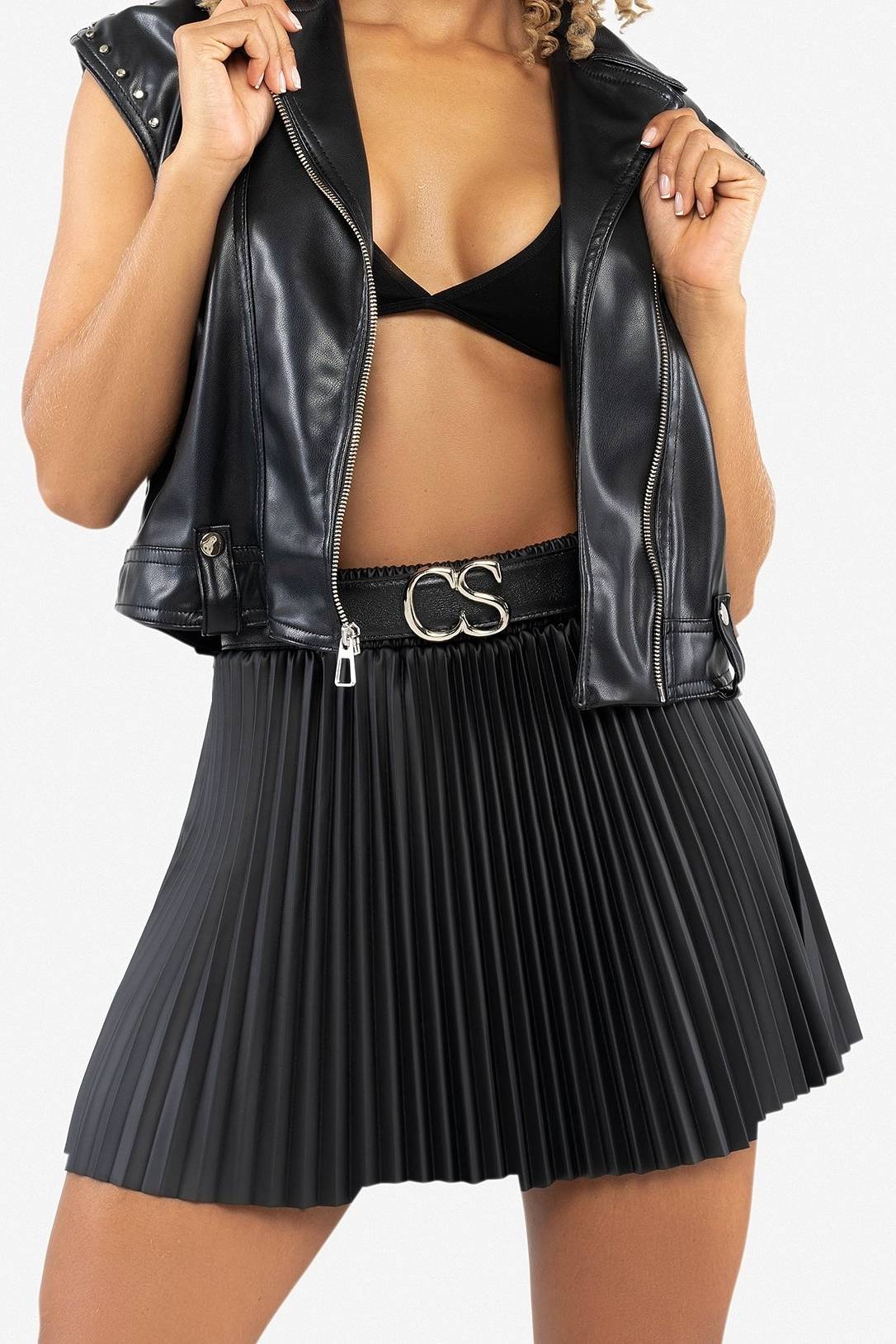 Pleated Miniskirt - Without Belt