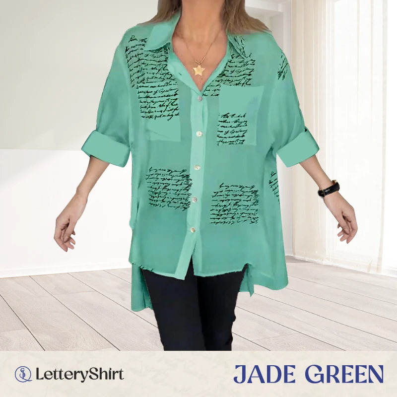 Letter Print Gauze Button Shirt