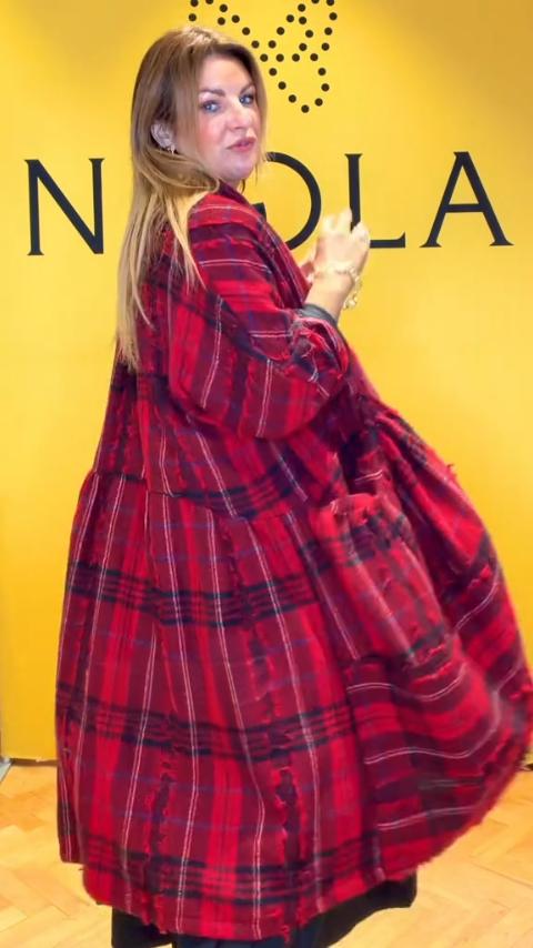 Check Draping Coat 