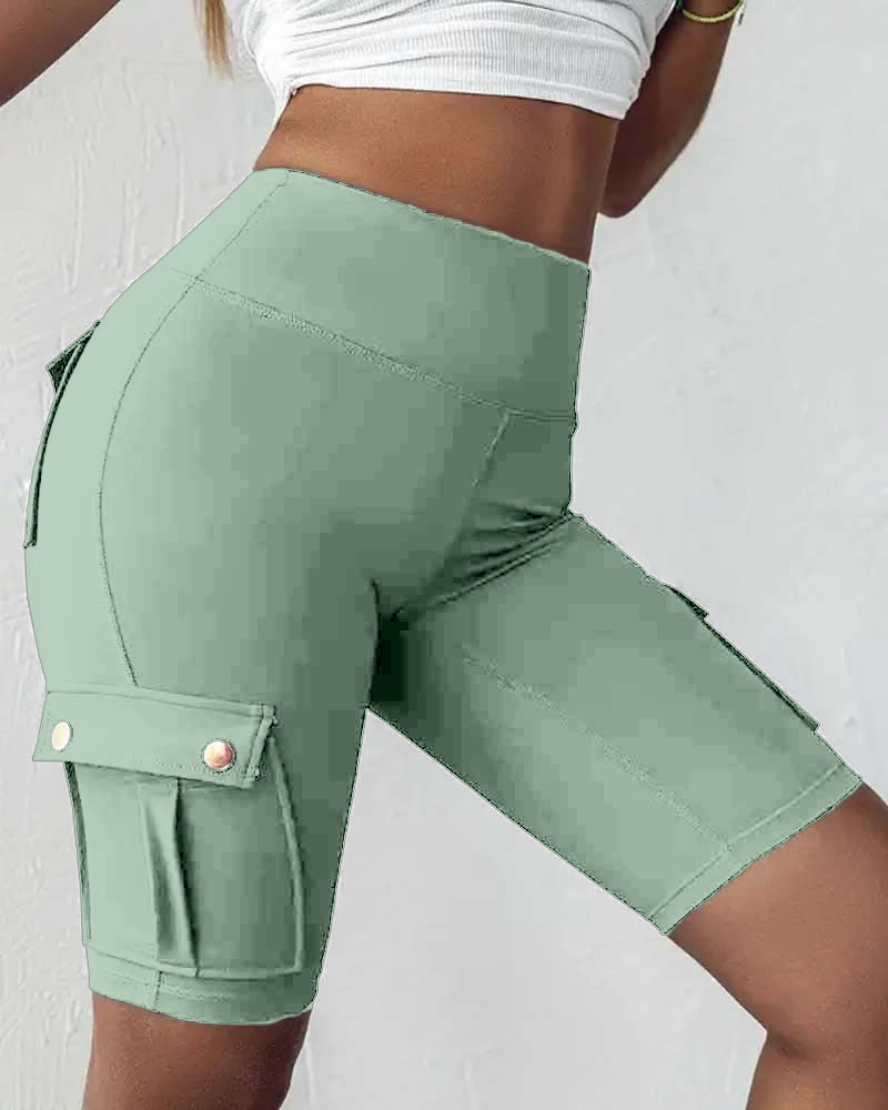 High-Waisted Cargo Pocket Shorts