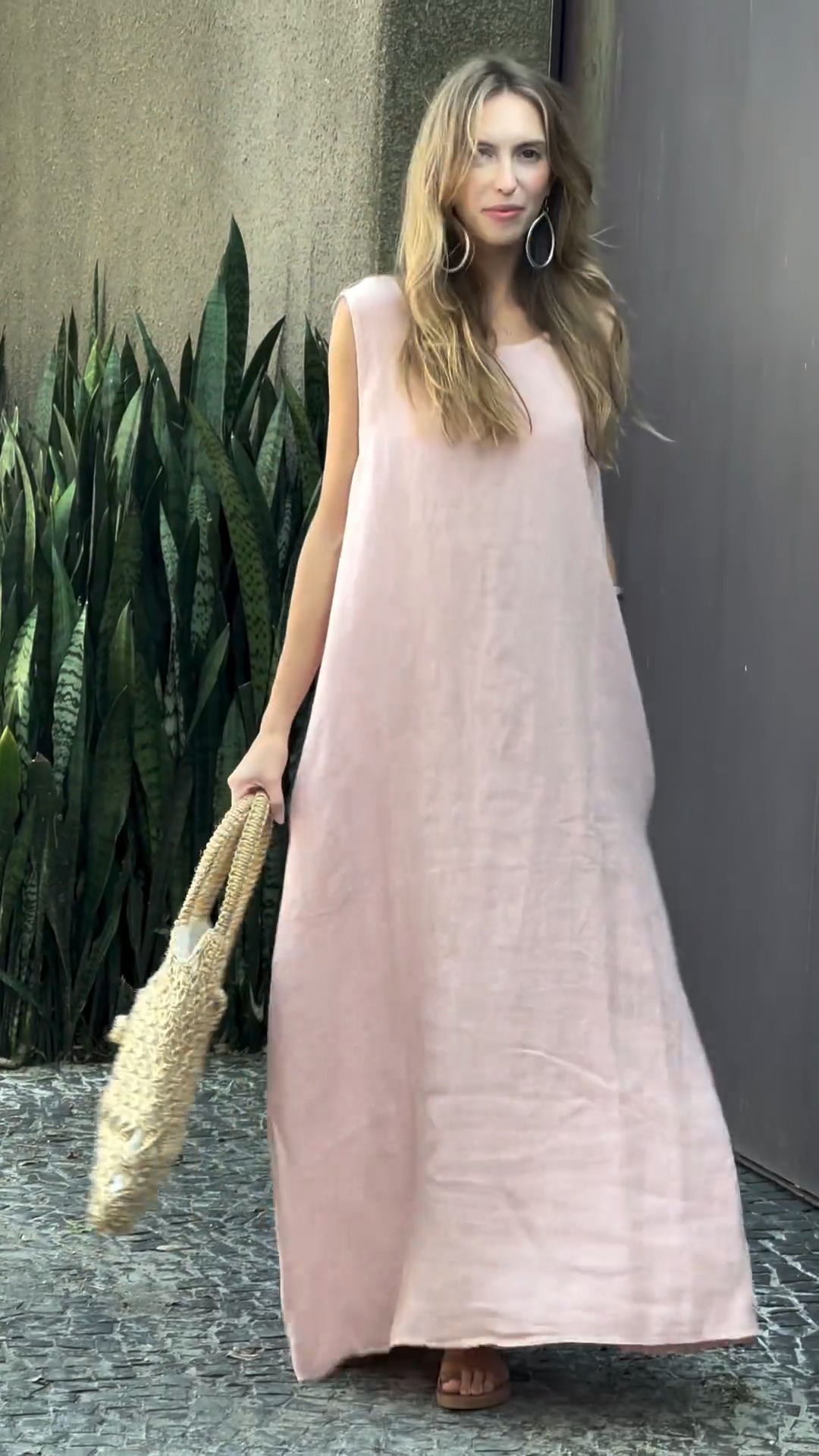 Solid Linen Maxi Dress