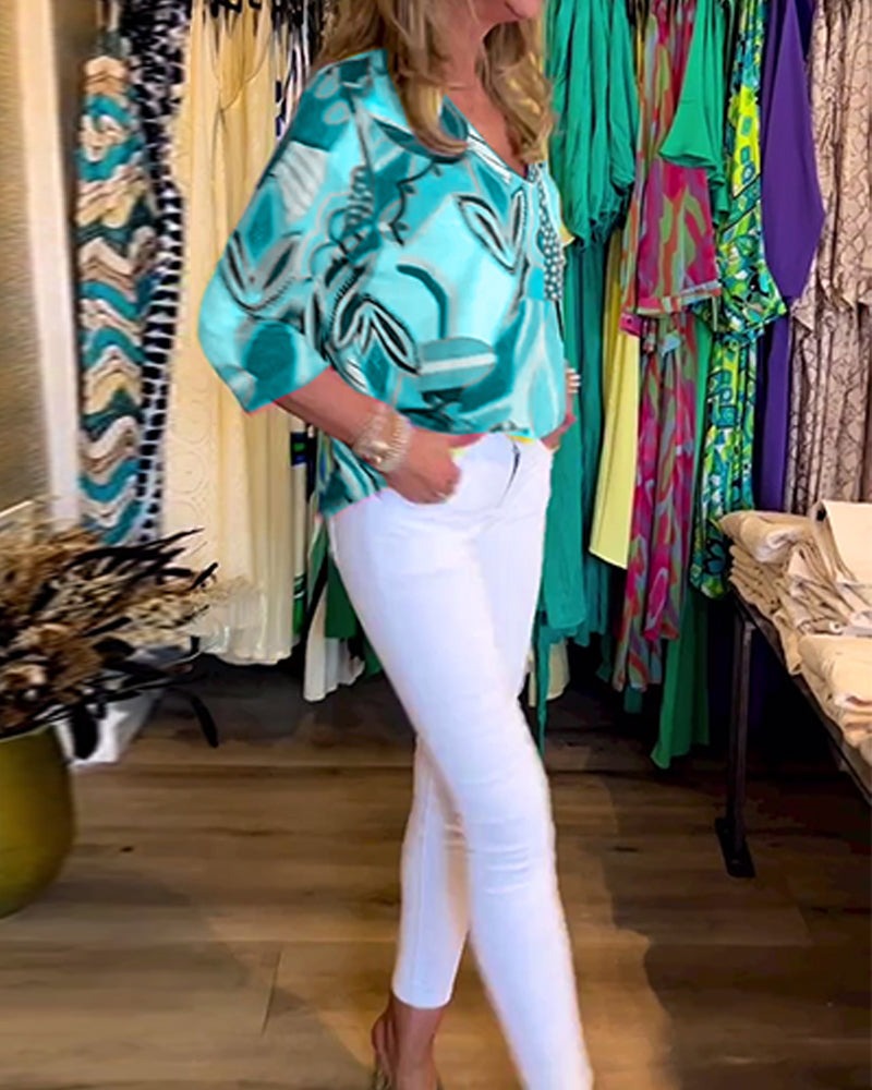 Long Sleeve Loose Printed Blouse(Buy 2 Free Shipping)